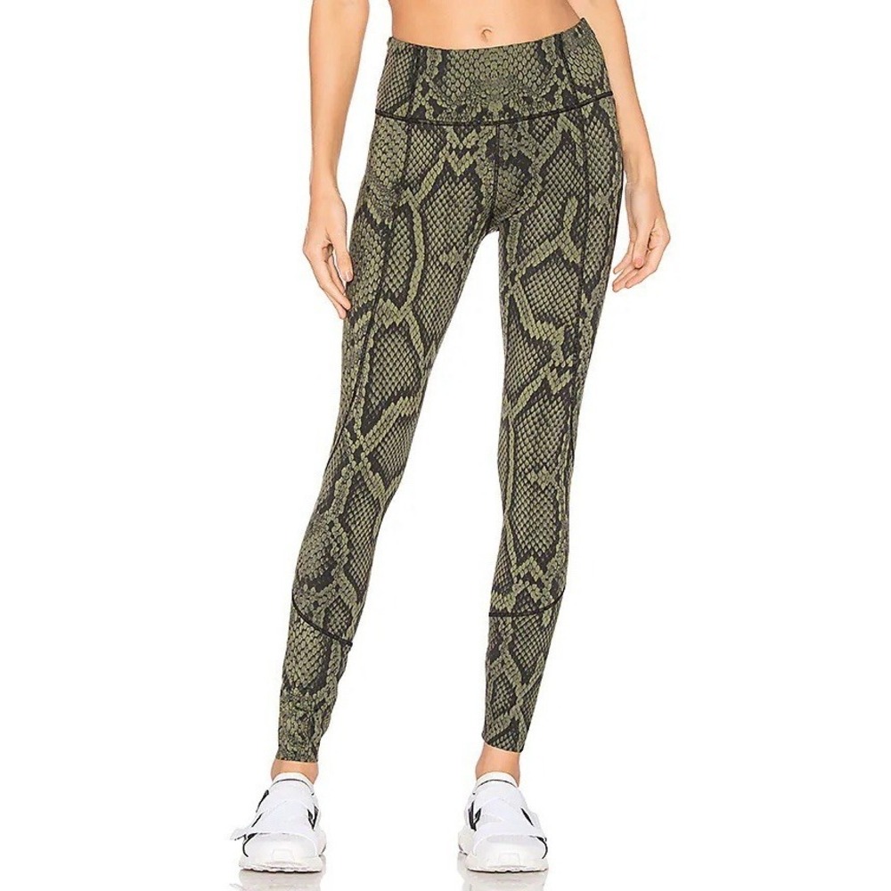 Varley Bedford Legging Tight Olive Green Snake Print 7/8 Length Women's Size XS